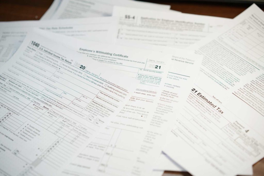 Tax documents for tax returns